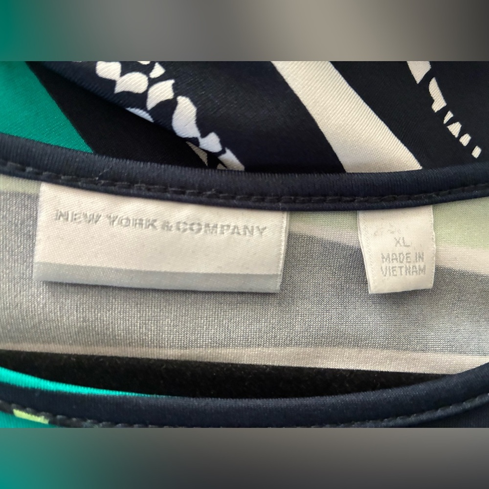 New York & Company Asymmetrical Dress - Green, Blue, Black, White - Picture 5 of 8